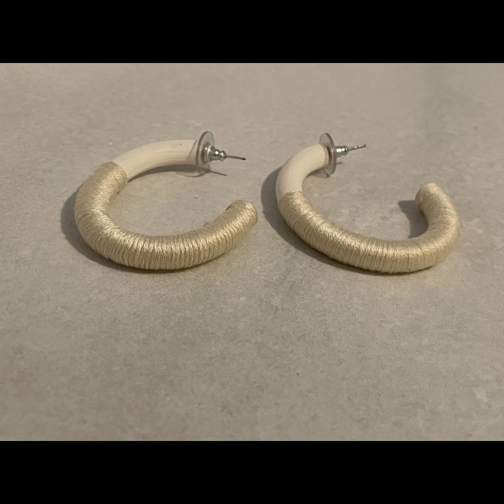 White Half Hoop Earrings